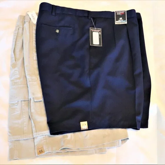 Men's Shorts 48 9" inseam Pleated Front Roundtree & Yorke Comfortable 3 Pairs - Picture 2 of 10